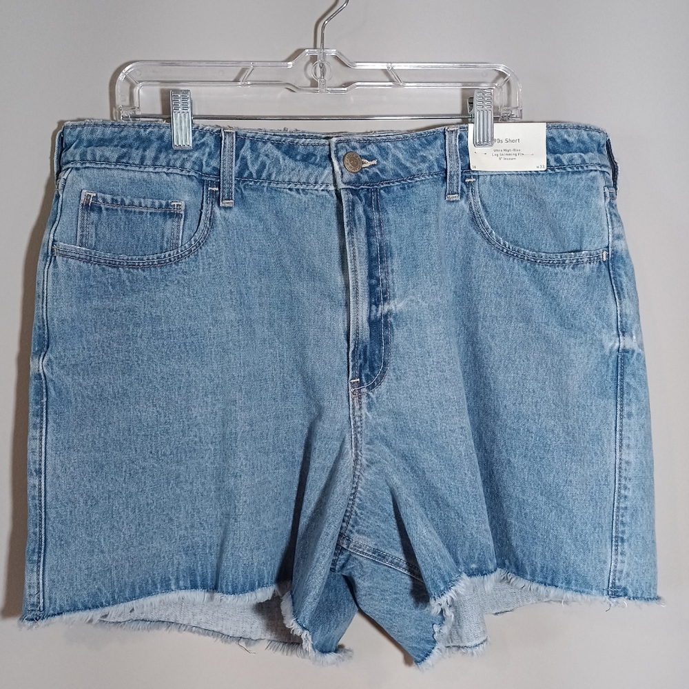 Holister Ultra High Rise 90s Denim Shorts 5" Slimming Leg Fit Plus Size 16 New
